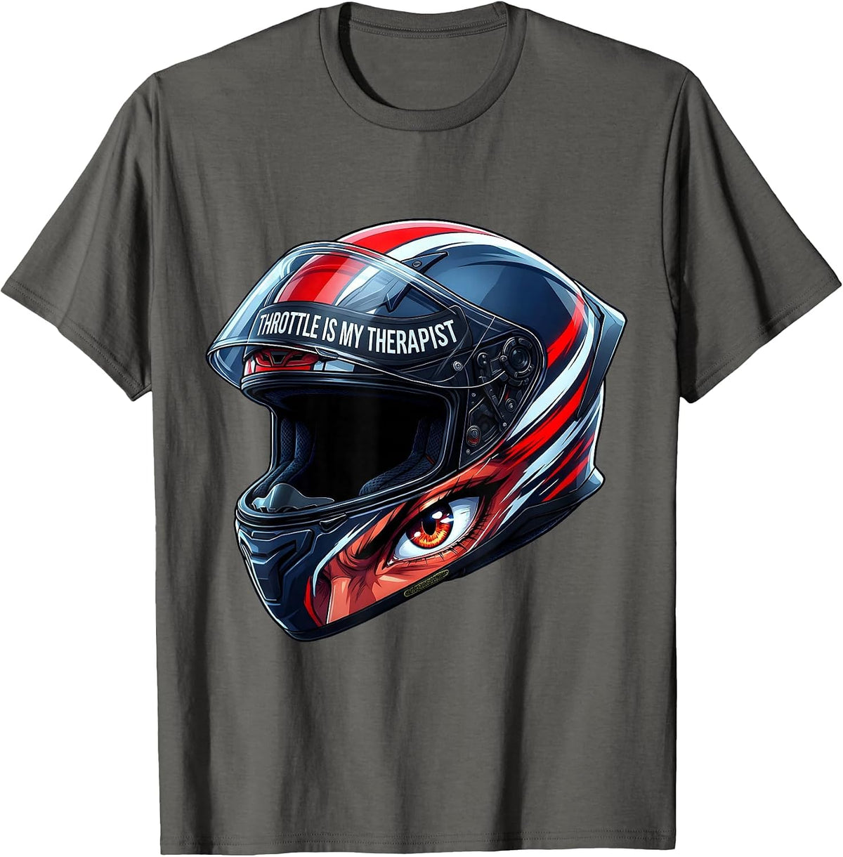 Throttle Is My Therapist Motorcycle Design T-Shirt - Asphalt Grey