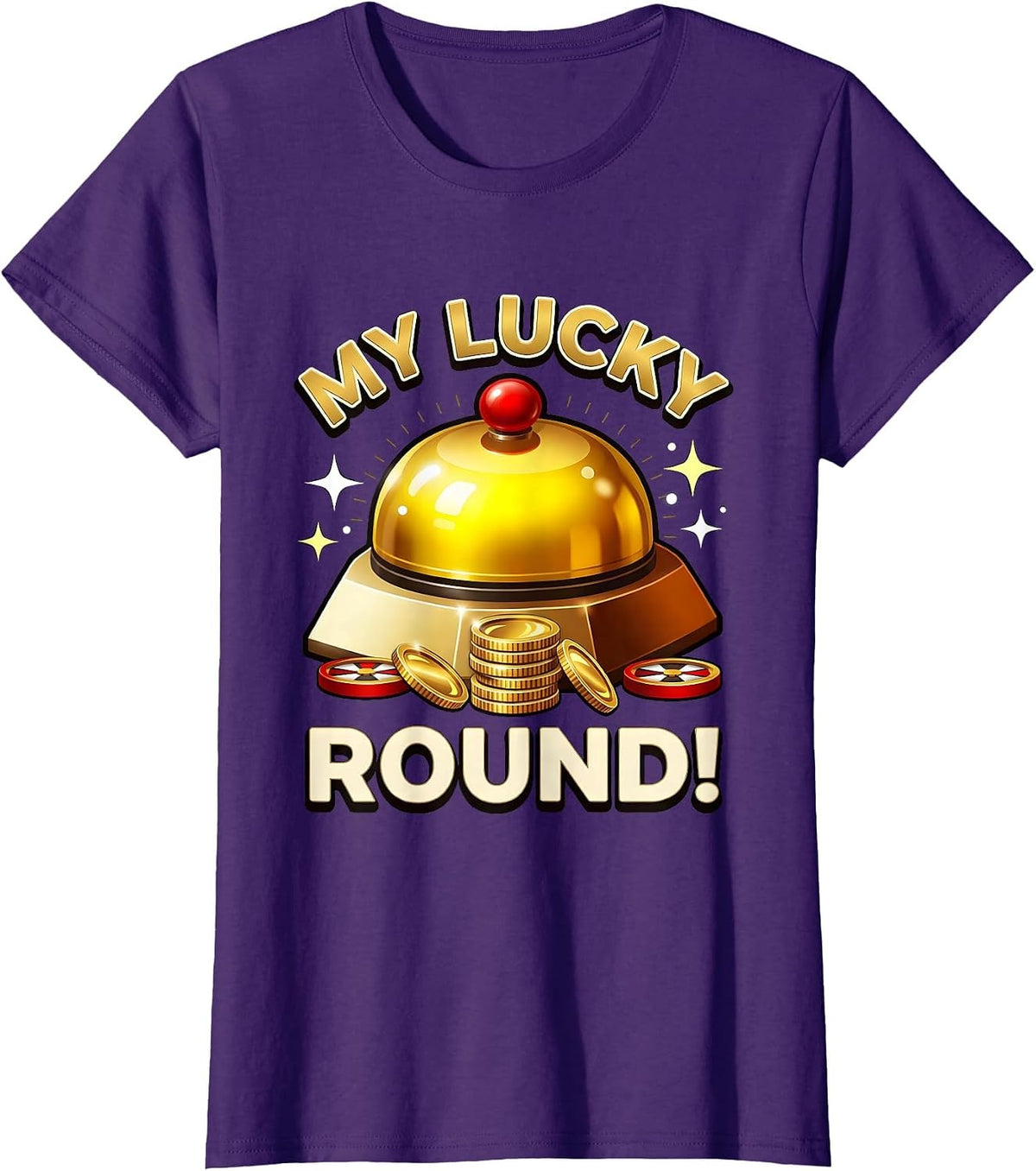 Women's MY LUCKY ROUND! 3D Casino Slots Player Slot Tournament Night T-Shirt - Purple