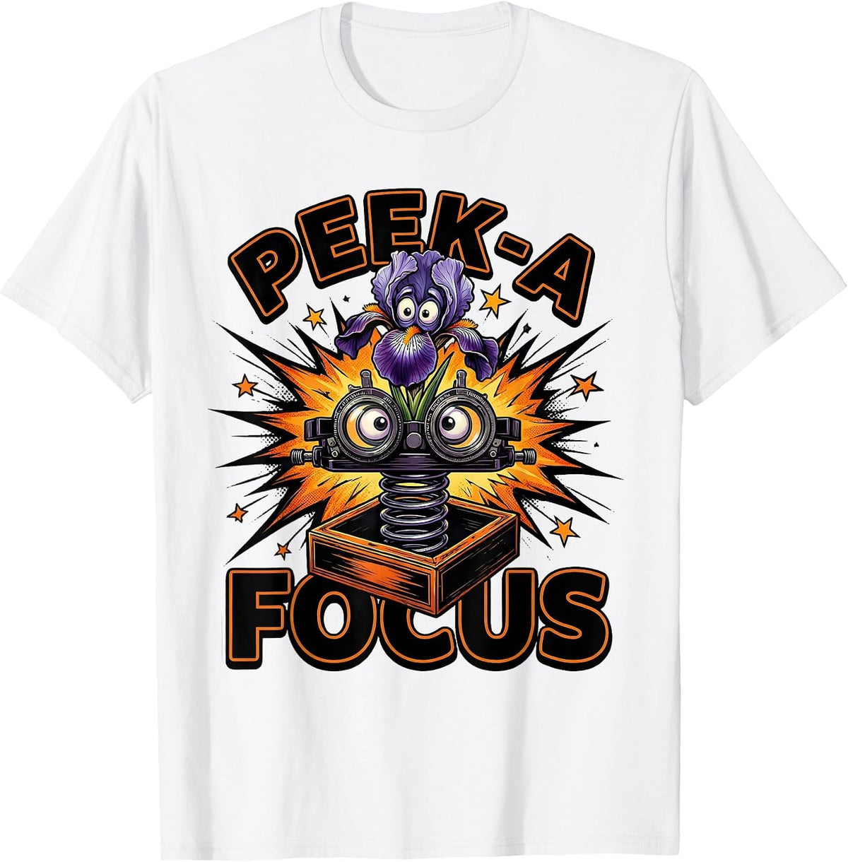 Men's Peek-a-Focus Comic Book Halloween Optometrist Eye Doctor T-Shirt - White