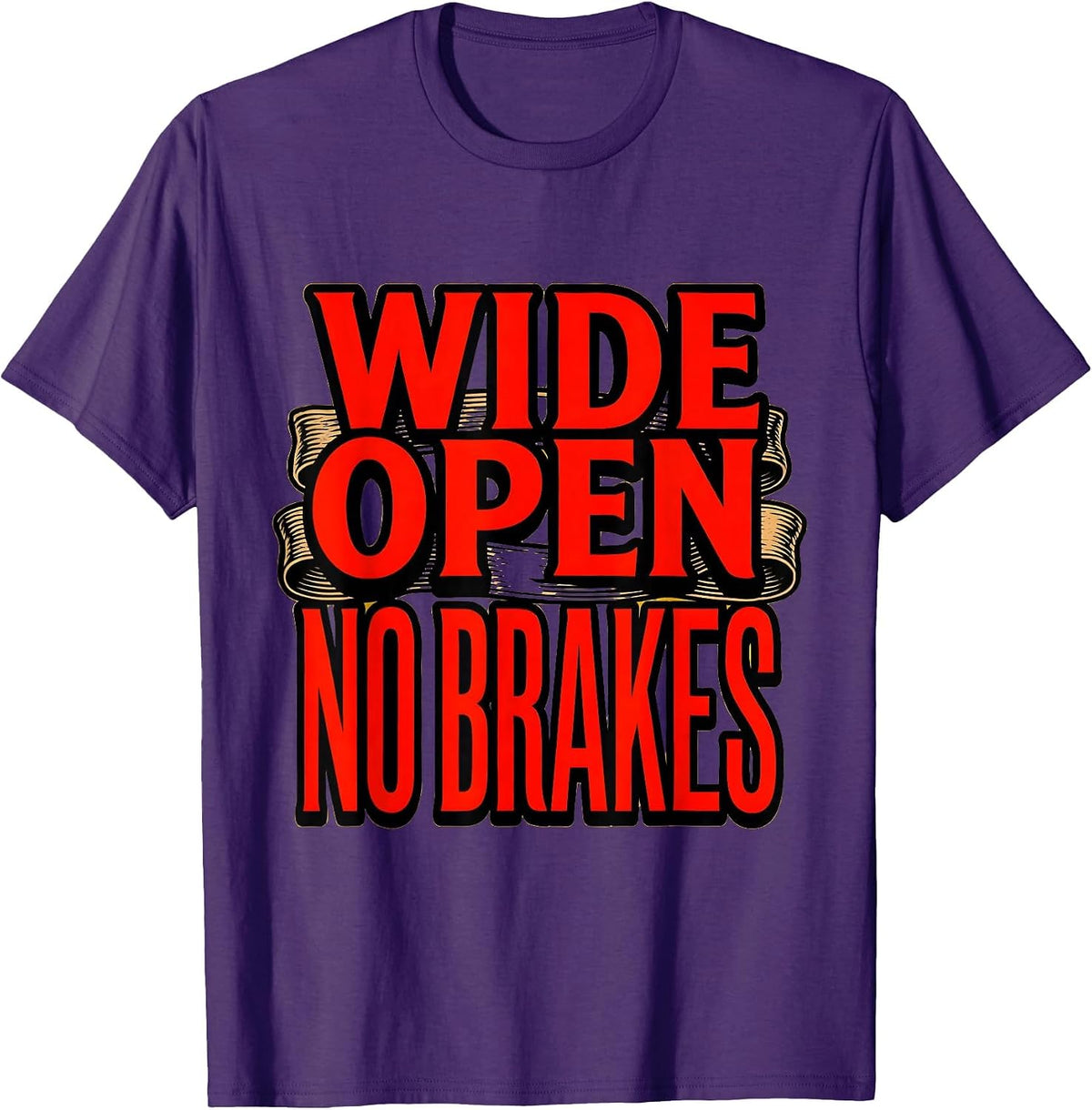 Wide Open No Brakes Dirt Bike Rider Design T-Shirt - Purple