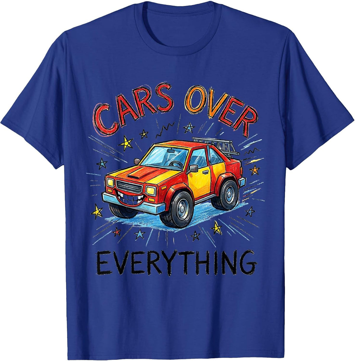 Men's Cars Over Everything Automotive Enthusiast Design T-Shirt - Royal Blue