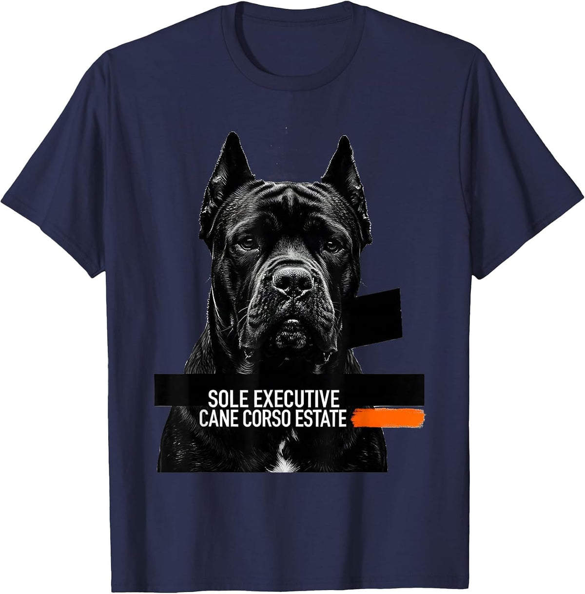 Men's Sole Executive Cane Corso Estate Brutalist Dog Meme Humor T-Shirt - Navy Blue