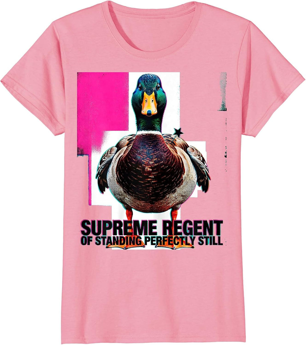 Women's Supreme Regent of Standing Perfectly Still Funny Duck T-Shirt - Pink