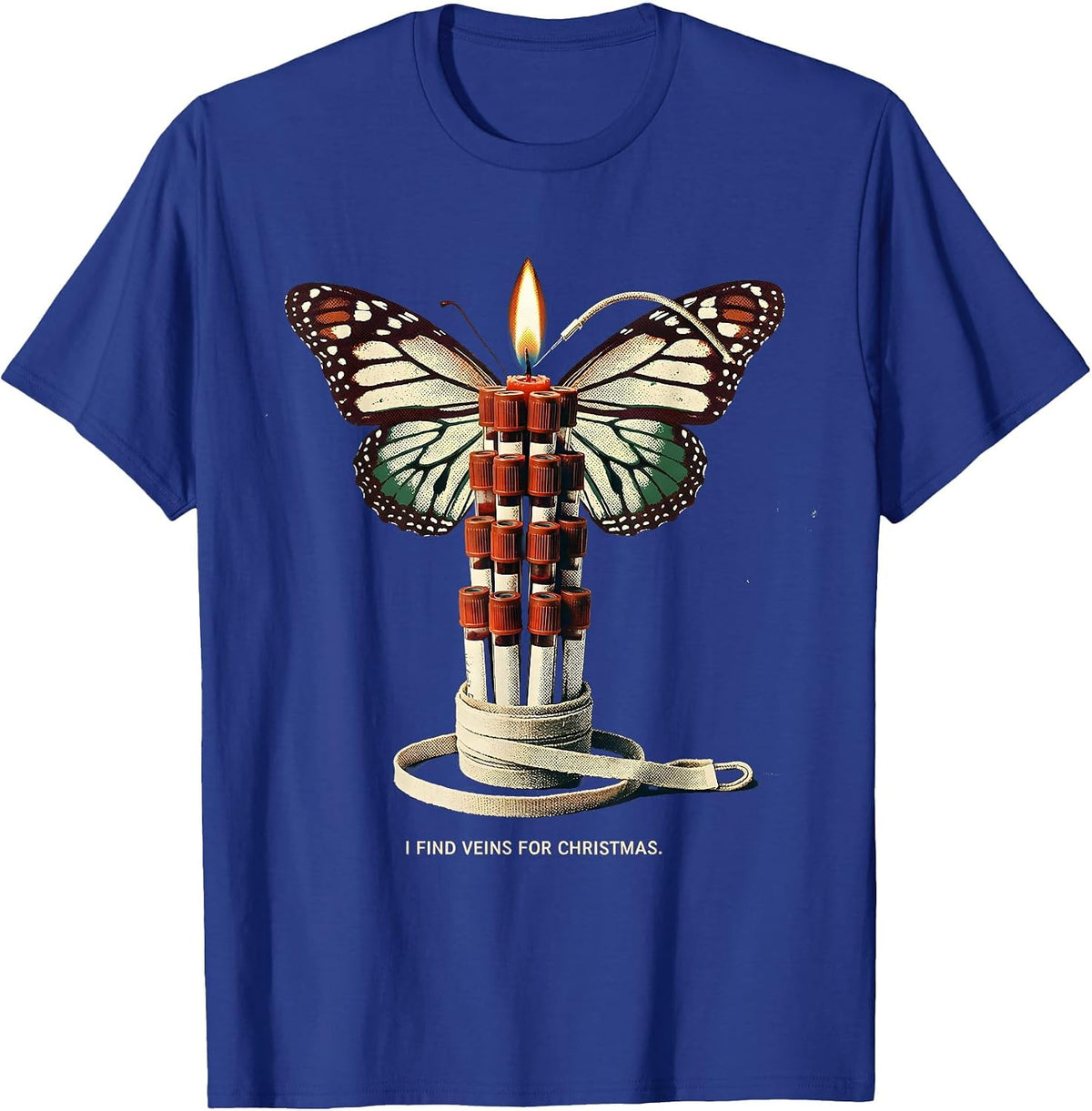 I Find Veins For Christmas Vintage Phlebotomist Holiday T-Shirt - Royal Blue