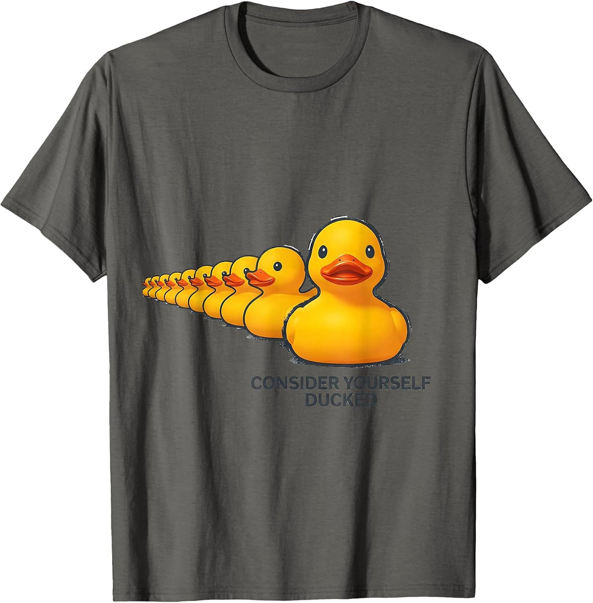 Men's Consider Yourself Ducked Funny Duck Novelty Humor Gift T-Shirt - Asphalt Grey