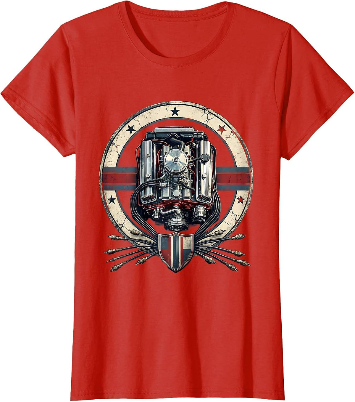 Valley Forge Automotive Classic Car Engine Bay T-Shirt - Red