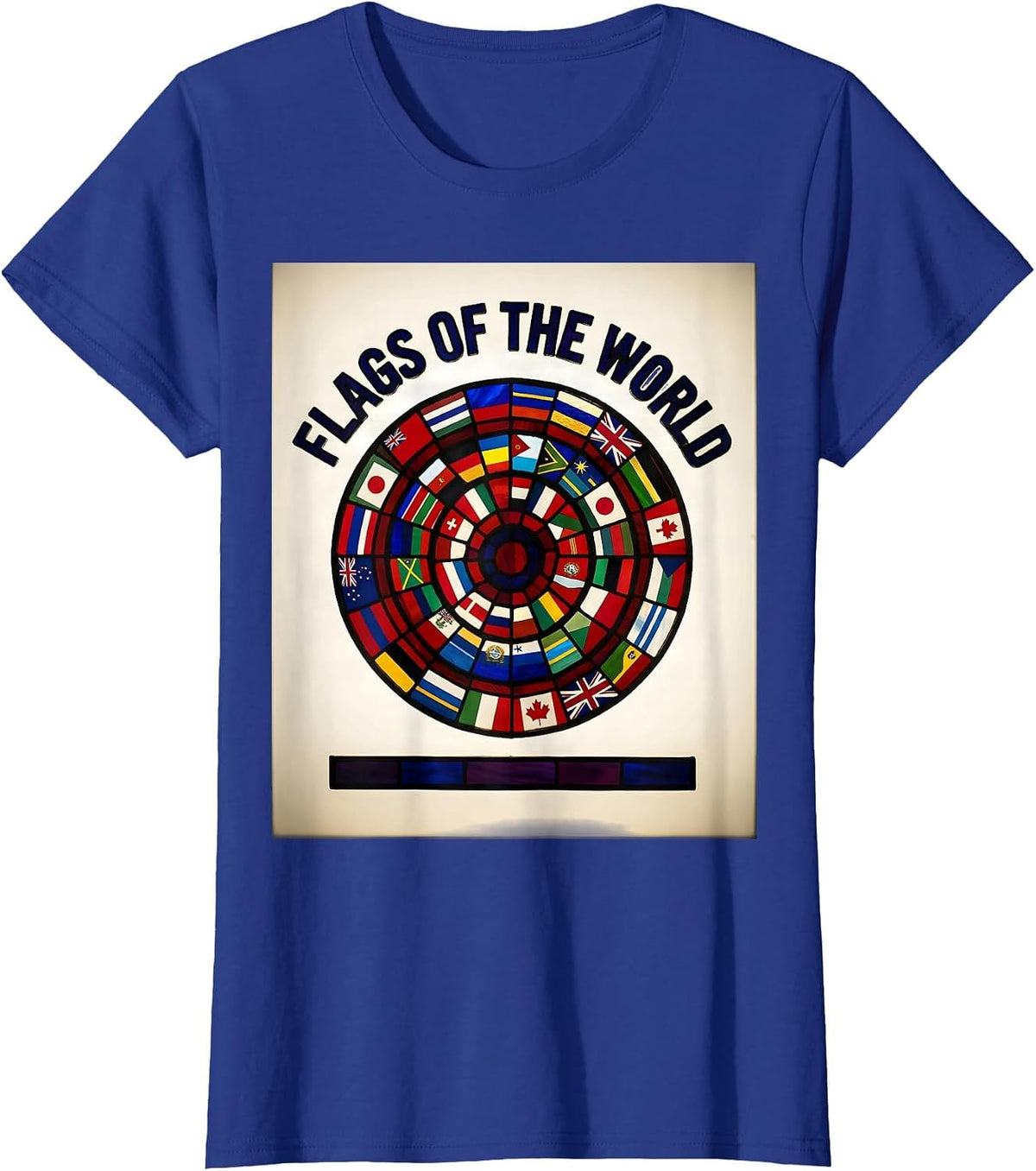 Women's Flags Of The World Stained Glass Mosaic Geography Lover Gift T-Shirt - Royal Blue