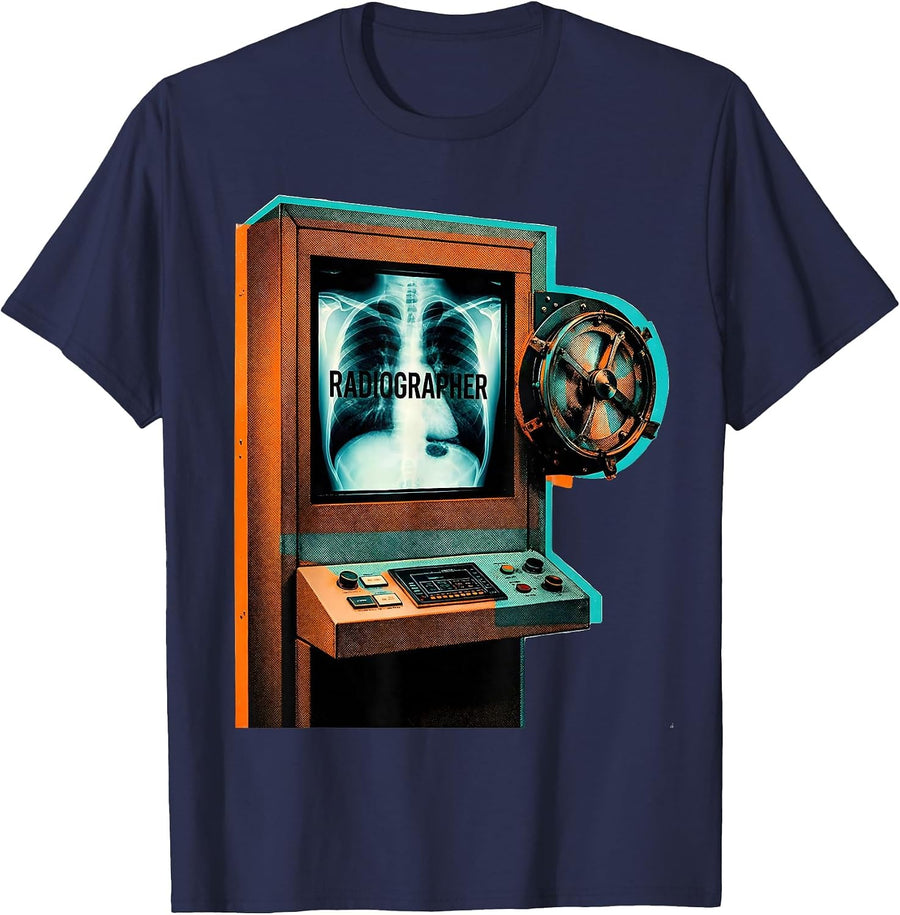 RADIOGRAPHER Cute Radiology Tech Coquette Playful Healthcare T-Shirt - Navy Blue