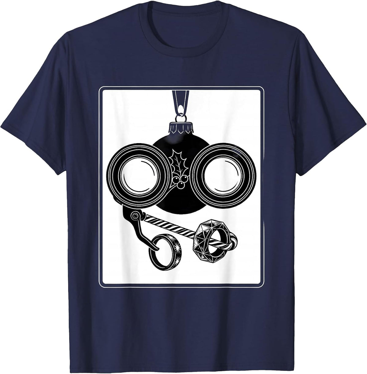Men's Trial Frame Ornament Christmas Optometrist Eye Doctor Gift T-Shirt - Navy Blue