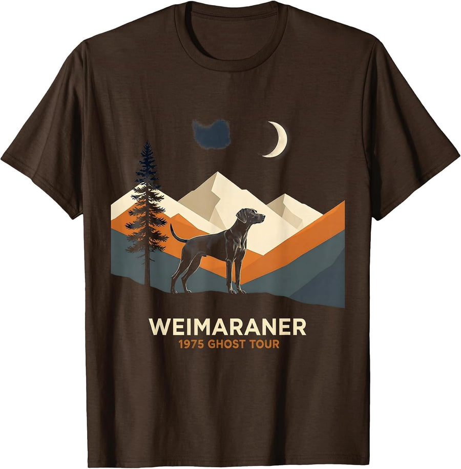 Weimaraner 1975 Ghost Tour Vintage Design T-Shirt - Brown