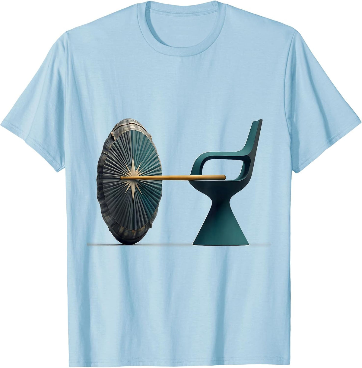 Men's Drummer Drum & Chair Midcentury Modern Humor T-Shirt - Baby Blue