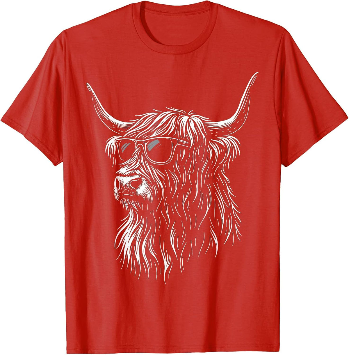 Highland Cow Sunglasses Farmer Highland Cattle T-Shirt - Red