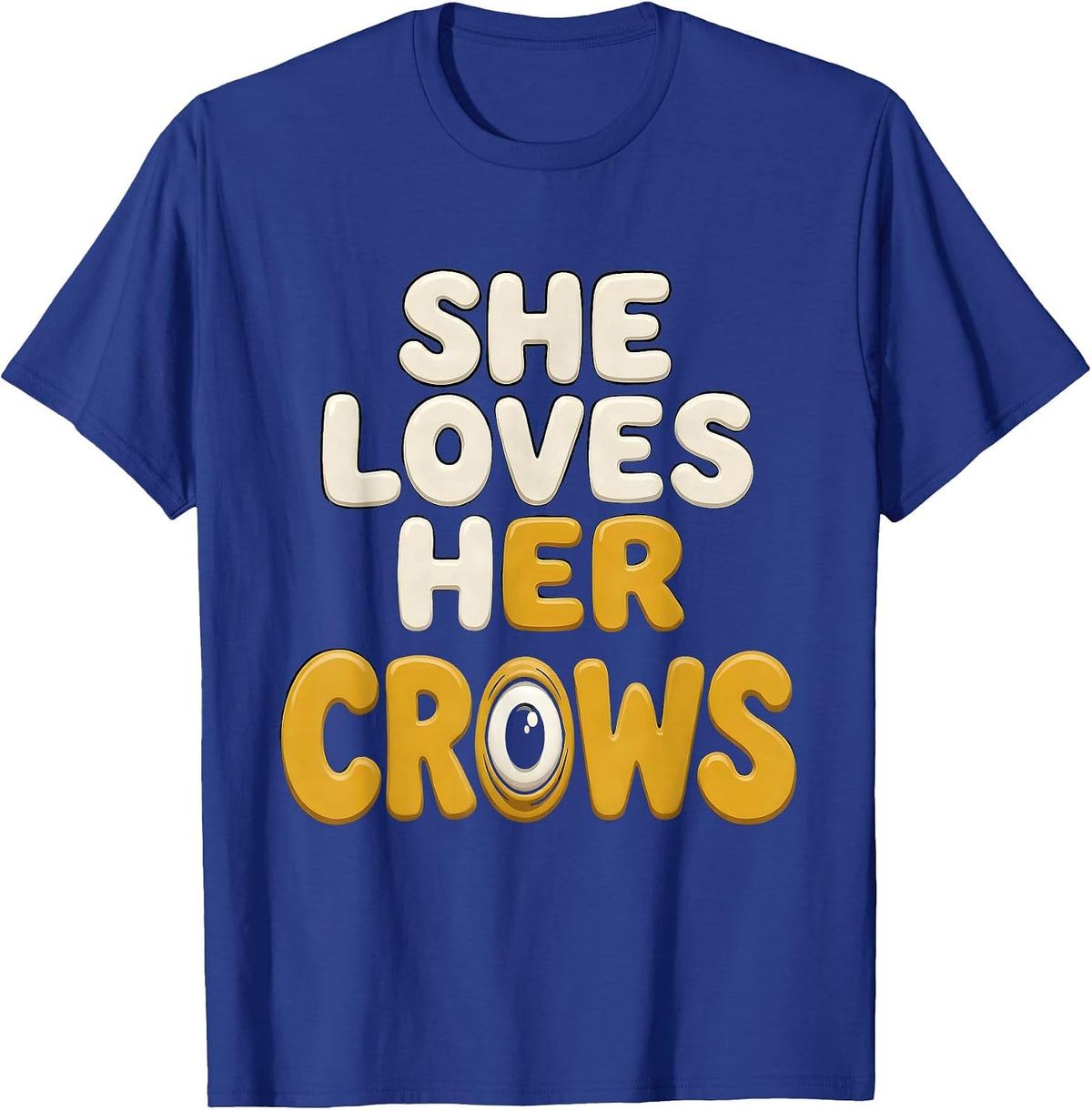 She Loves Her Crows Bird Lover Design T-Shirt - Royal Blue
