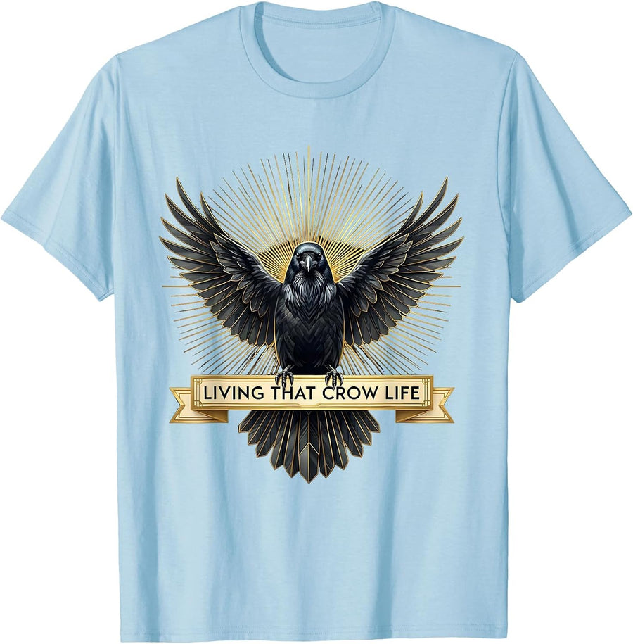 Men's Living That Crow Life Crow Lover Design T-Shirt - Baby Blue
