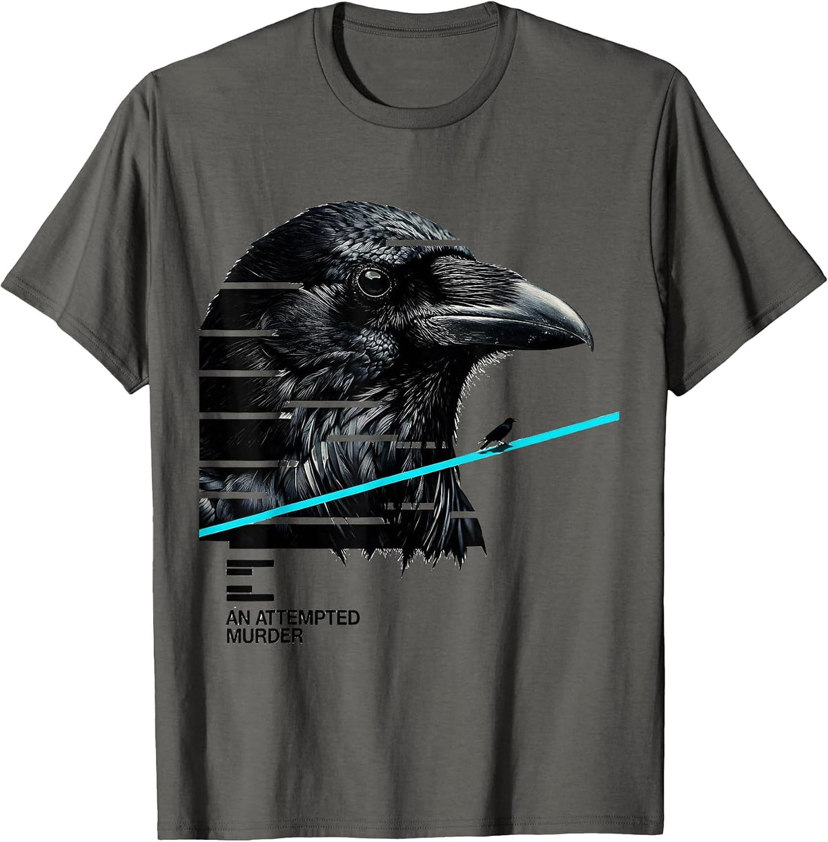 Men's An Attempted Murder Dark Humor Crow Lover Nature Birding T-Shirt - Asphalt Grey