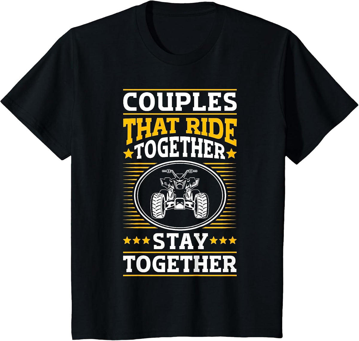 ATV Quad Biker Quad Bike Vintage Couples Driving T-Shirt - Black