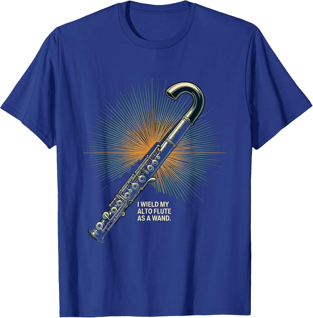 Men's I Wield My Alto Flute As A Wand Whimsical Band Musician Gift T-Shirt - Royal Blue
