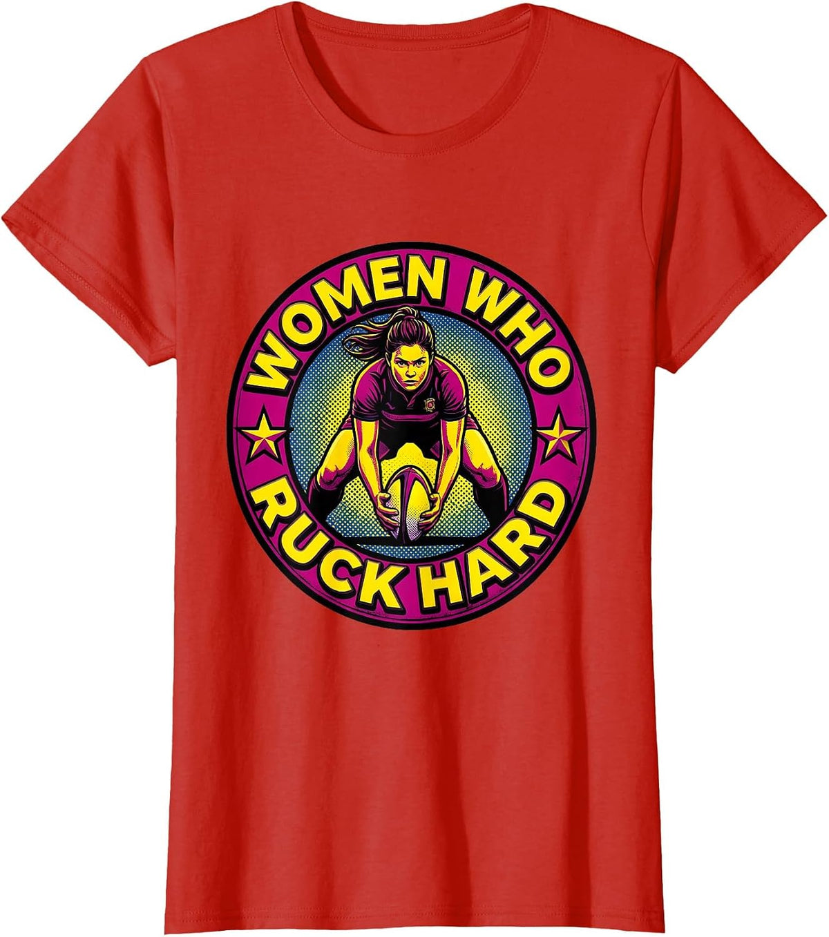 Women Who Ruck Hard Rugby Graphic Design T-Shirt - Red