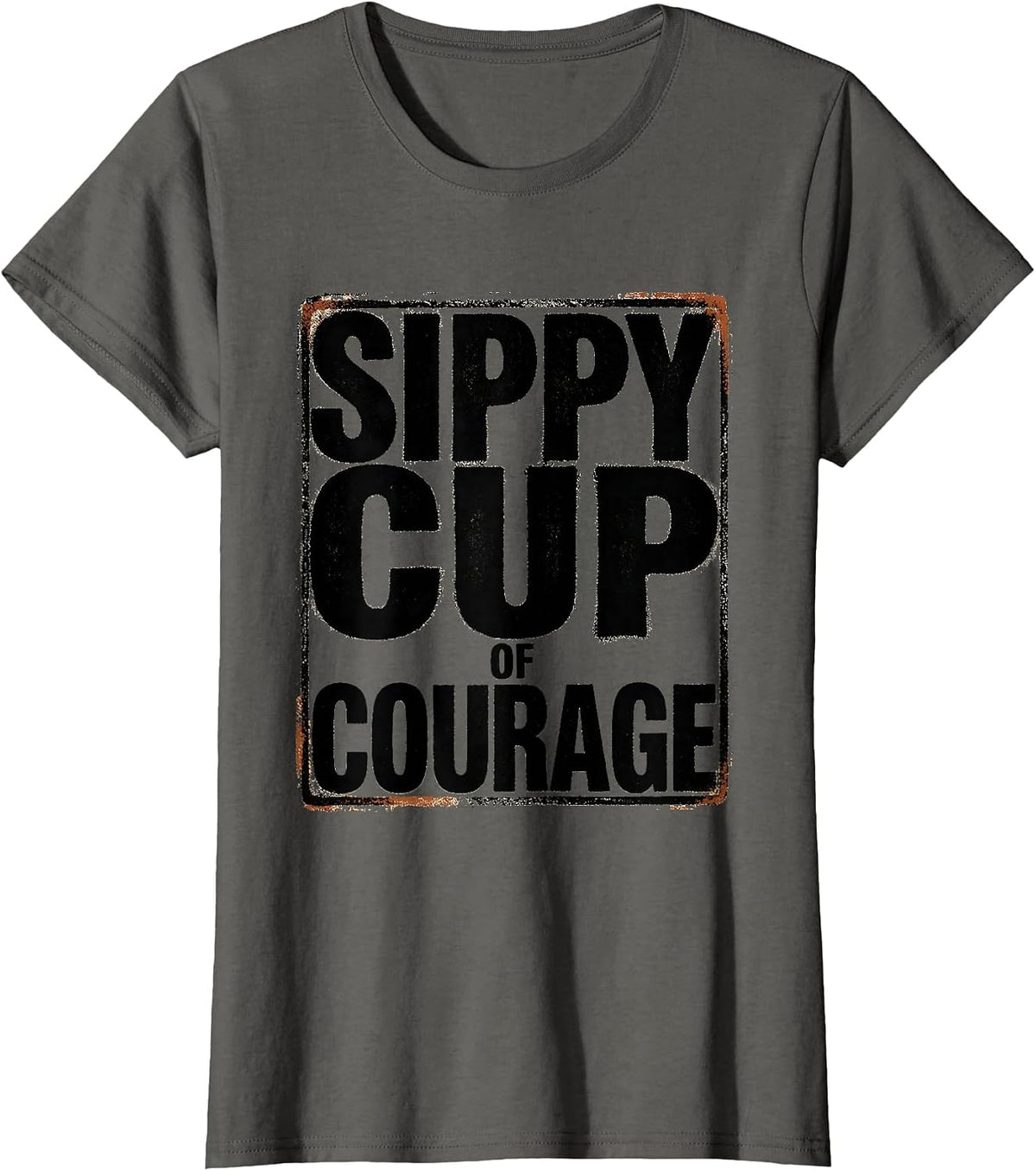 Women's Sippy Cup of Courage Preschool Teacher Design T-Shirt - Asphalt Grey