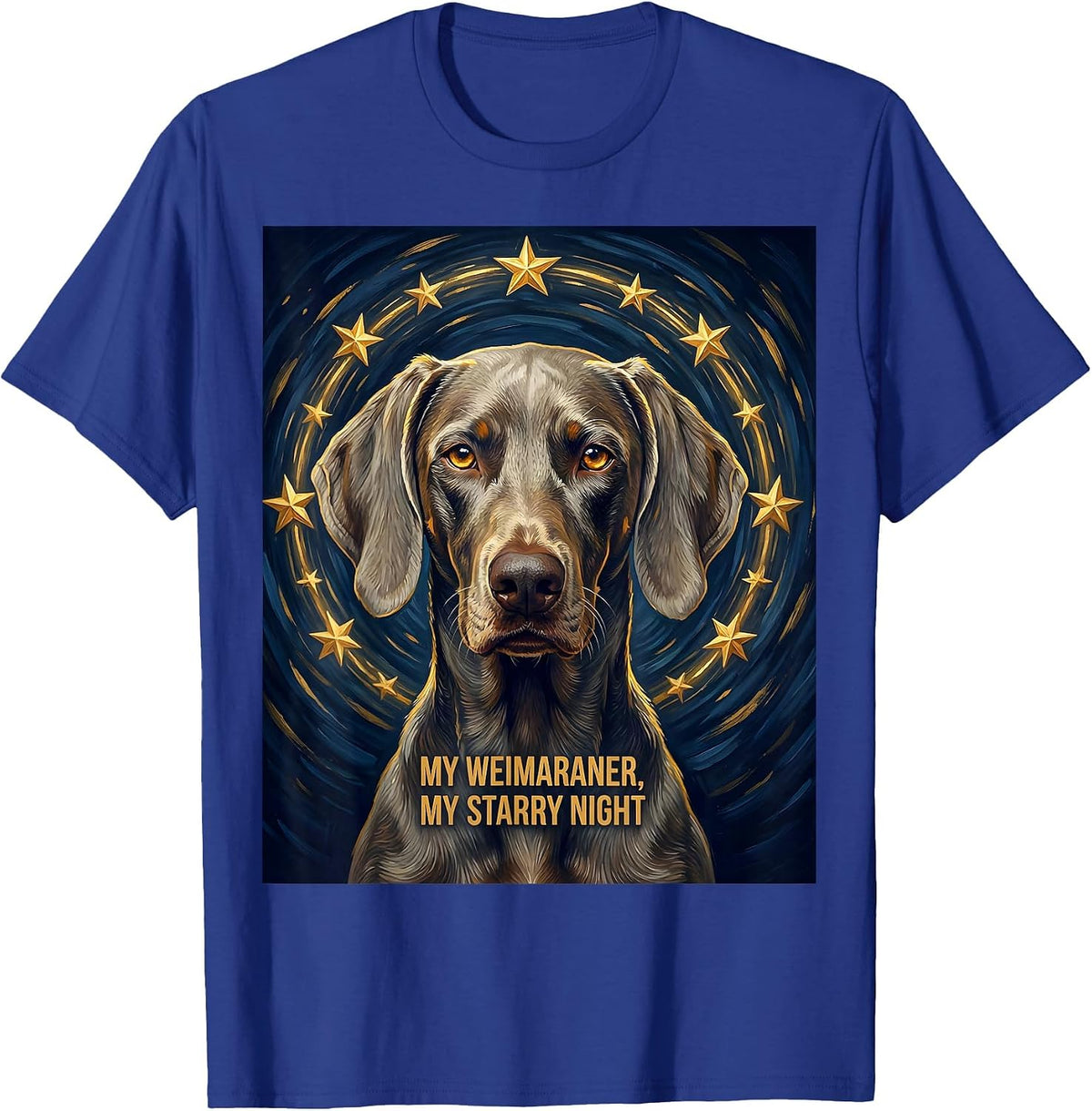 Men's My Weimaraner My Starry Night Artistic Dog Portrait Breed T-Shirt - Royal Blue