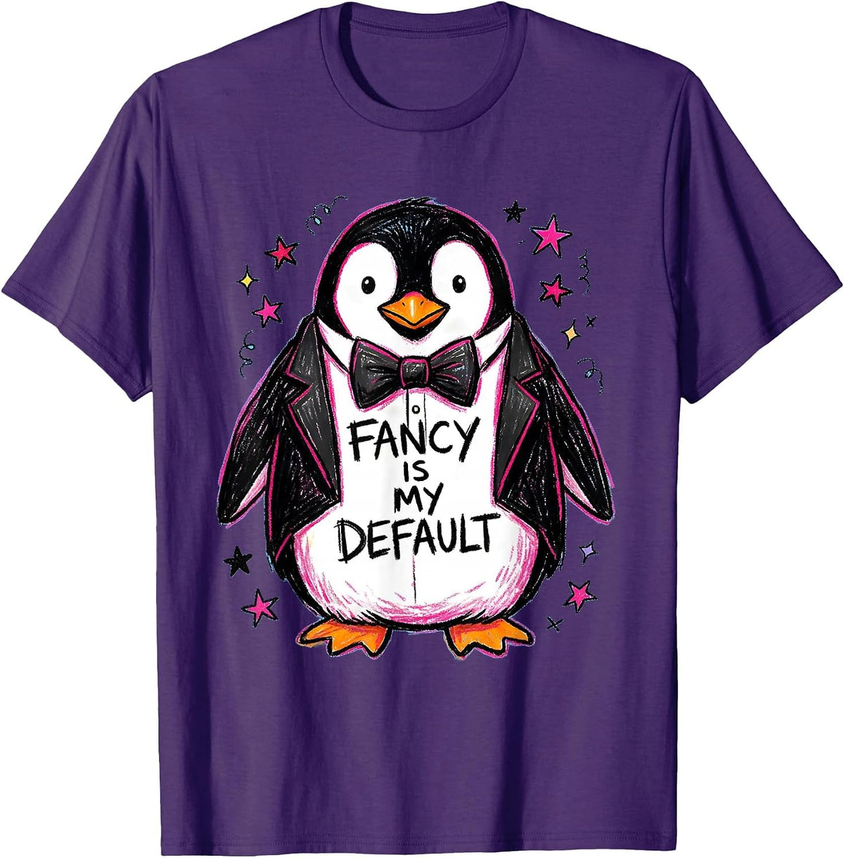 Fancy Is My Default Tuxedo Style Design T-Shirt - Purple