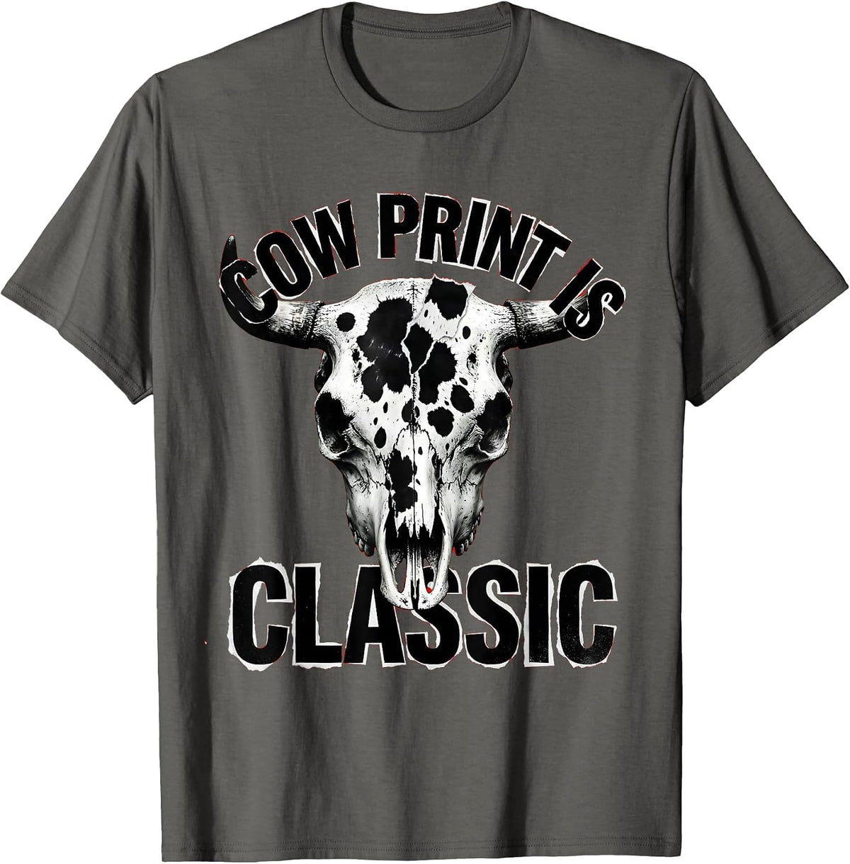 Cow Print Is Classic Bold Animal Pattern Design T-Shirt - Asphalt Grey