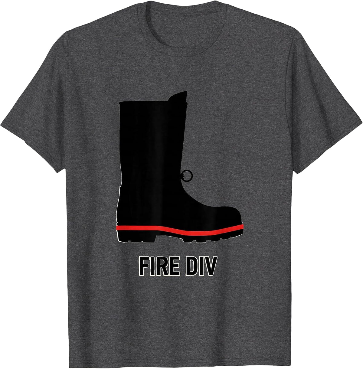 Men's FIRE DIV Minimalist Firefighter Boot Silhouette Fire T-Shirt - Dark Heather Grey
