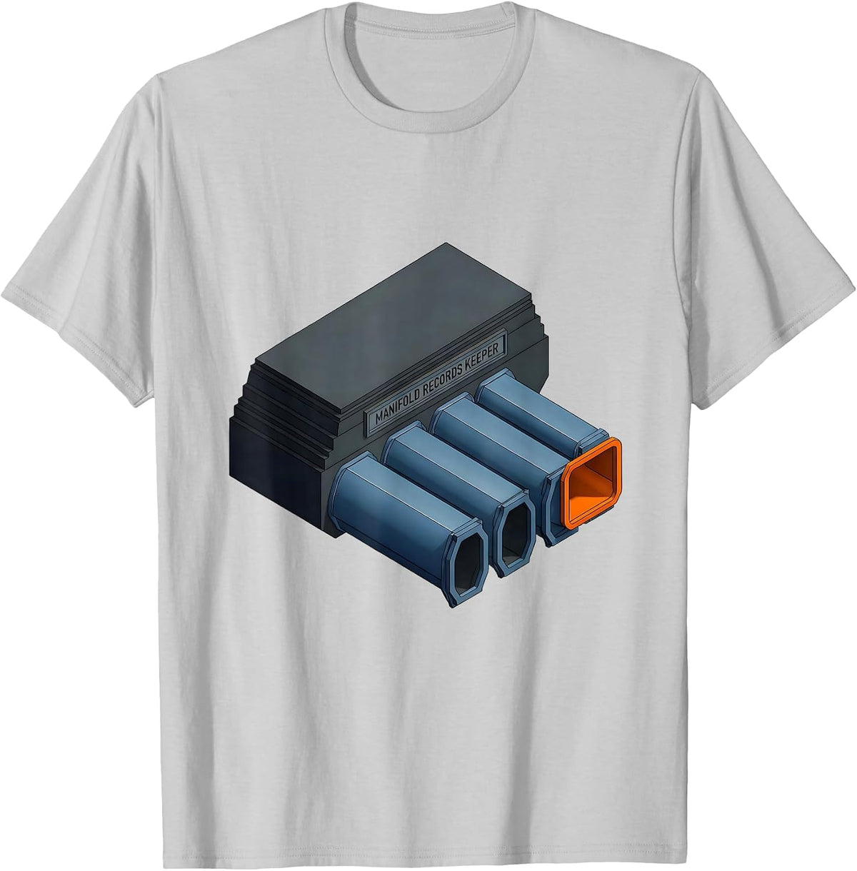 Men's Manifold Records Keeper Funny Car Guy Mechanic Workshop T-Shirt - Silver Grey