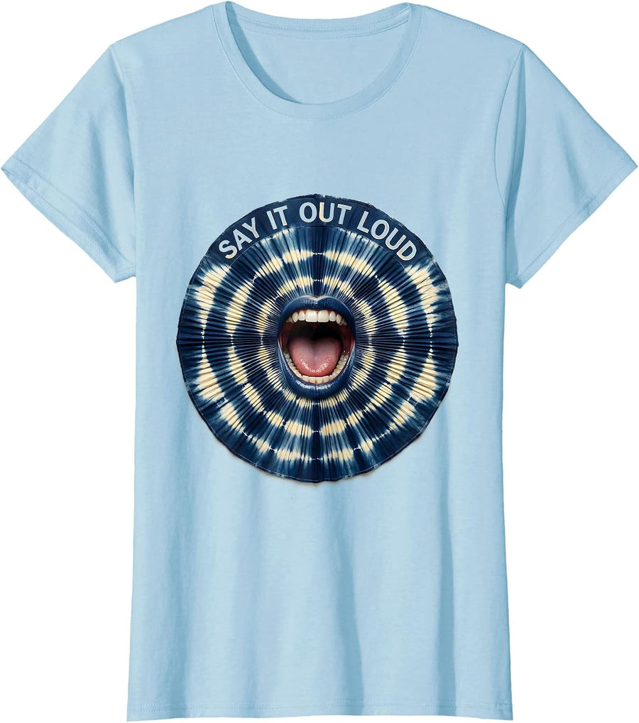 Women's Say It Out Loud Freedom of Speech Design T-Shirt - Baby Blue