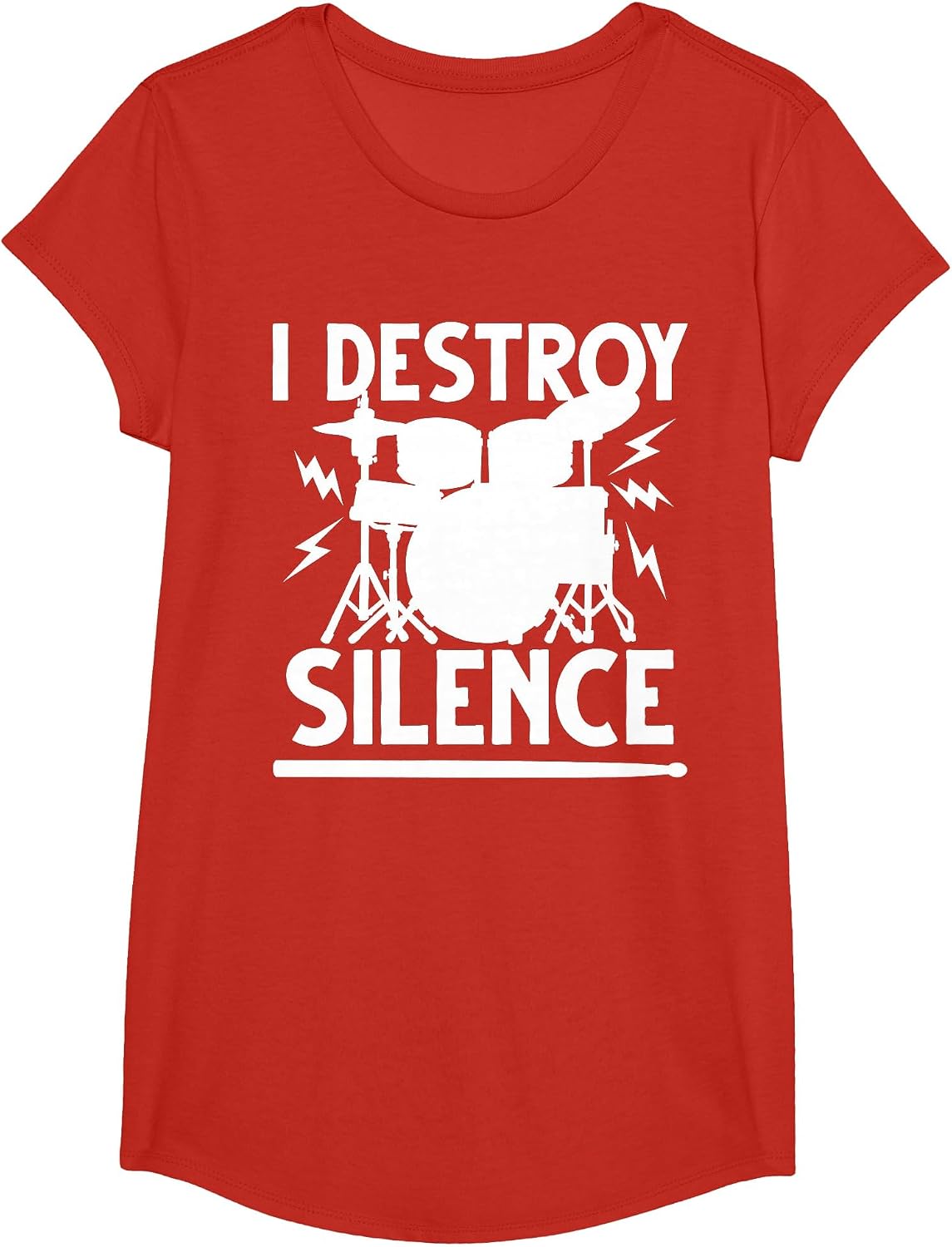 Cute Drum Set Art Men Women Drumming Rocker Music Percussion T-Shirt - Girls Red