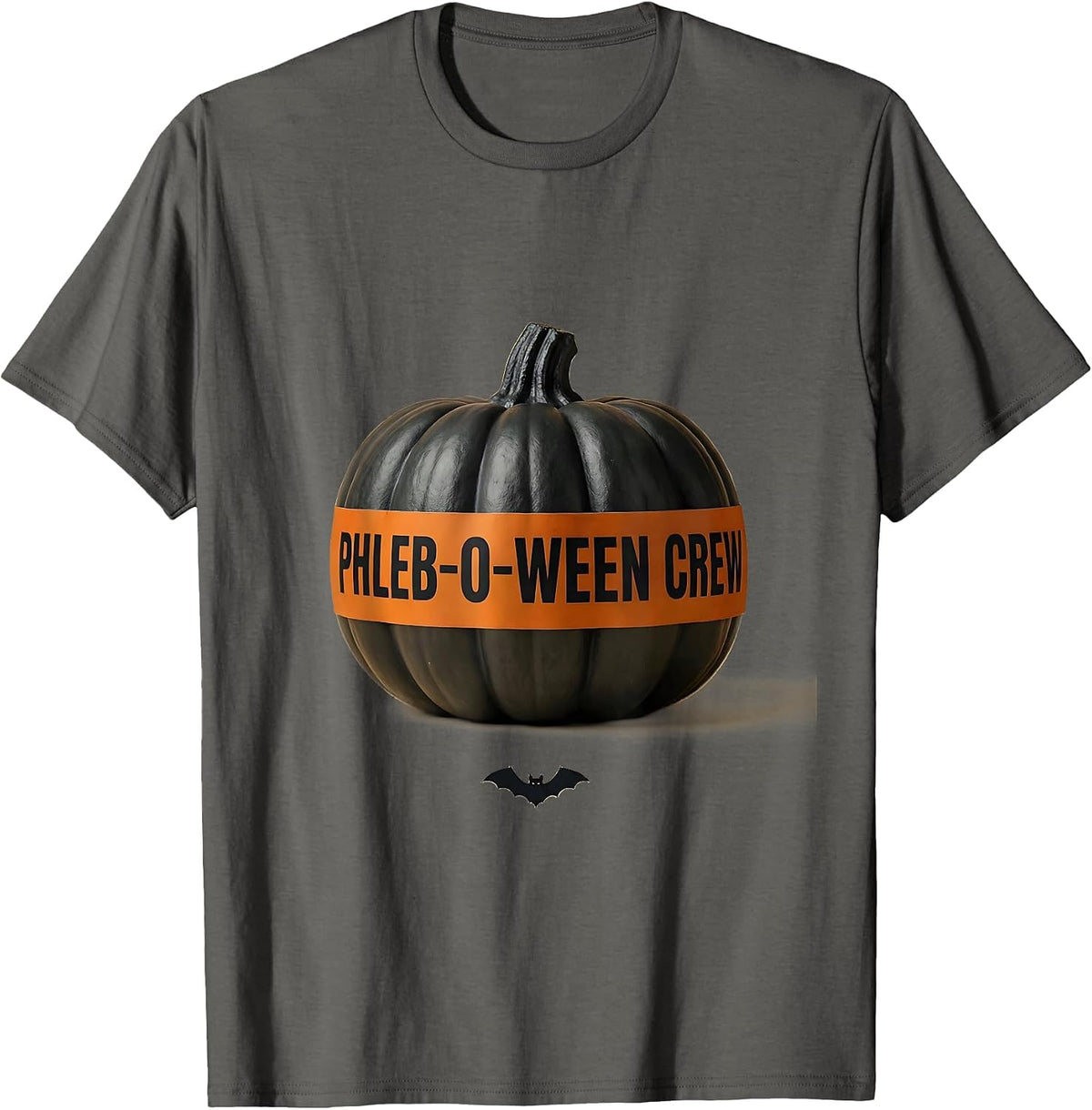 Men's Phleb-O-Ween Crew Funny Medical Halloween Crew Phlebotomist T-Shirt - Asphalt Grey
