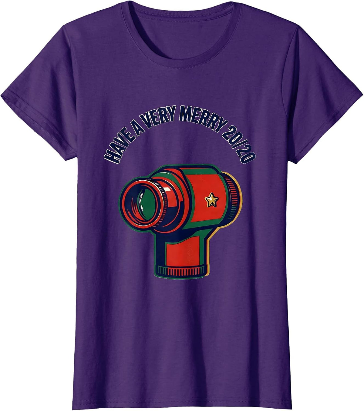 Women's Have A Very Merry 20/20 Funny Optometrist Christmas Pun T-Shirt - Purple