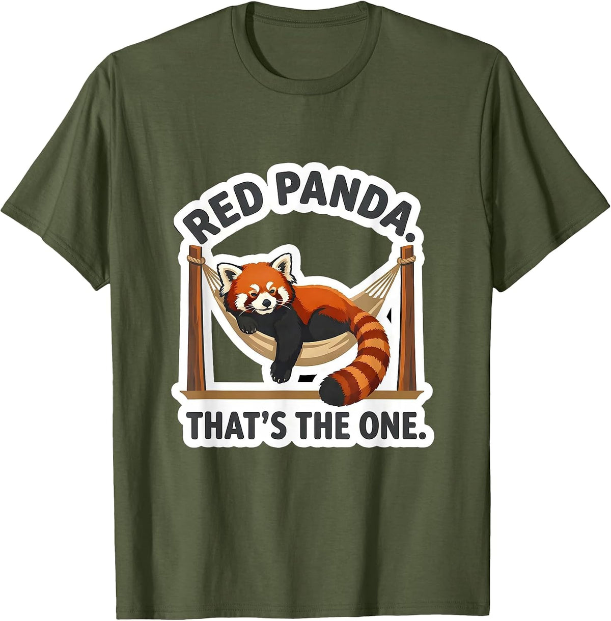 Men's Red Panda That's The One Funny Animal Lover Novelty Sticker T-Shirt - Olive Green