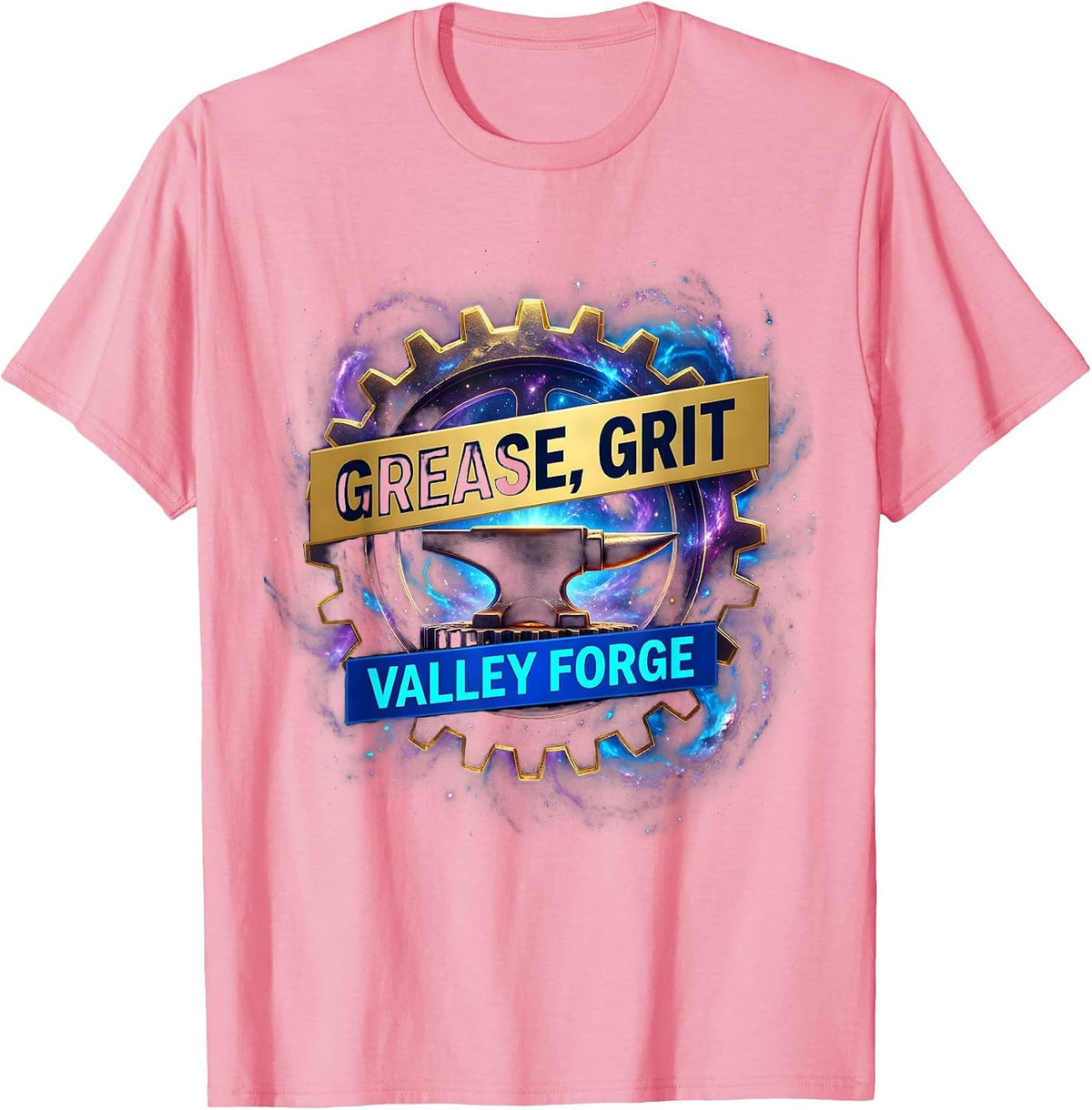 Men's Grease Grit Valley Forge Automotive Design T-Shirt - Pink