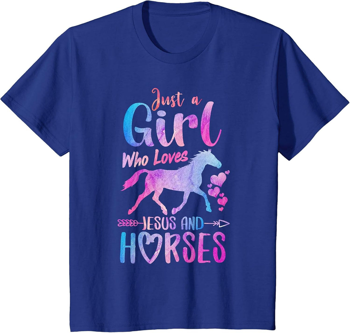Just A Girl Who Loves Jesus Horses Riding Horse Girls Women T-Shirt - Royal Blue
