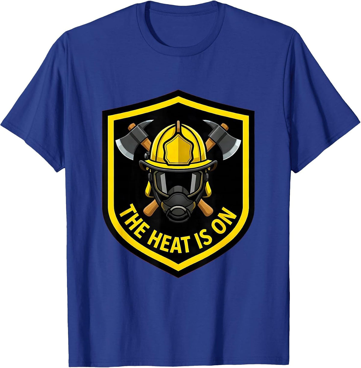 Men's The Heat Is On Firefighter Graphic Design T-Shirt - Royal Blue