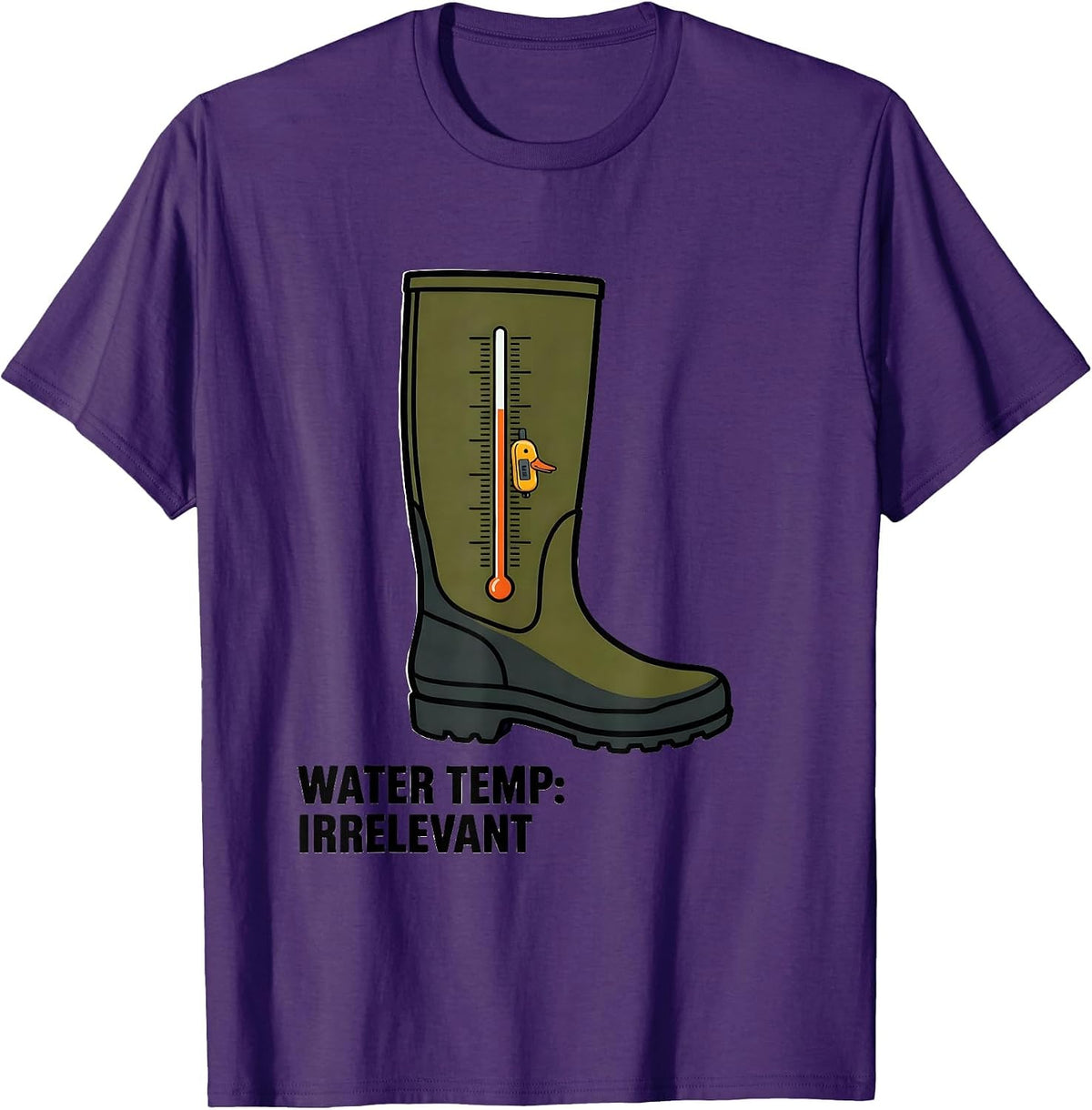 Water Temp: Irrelevant Editorial Conceptual Duck Hunting T-Shirt - Purple