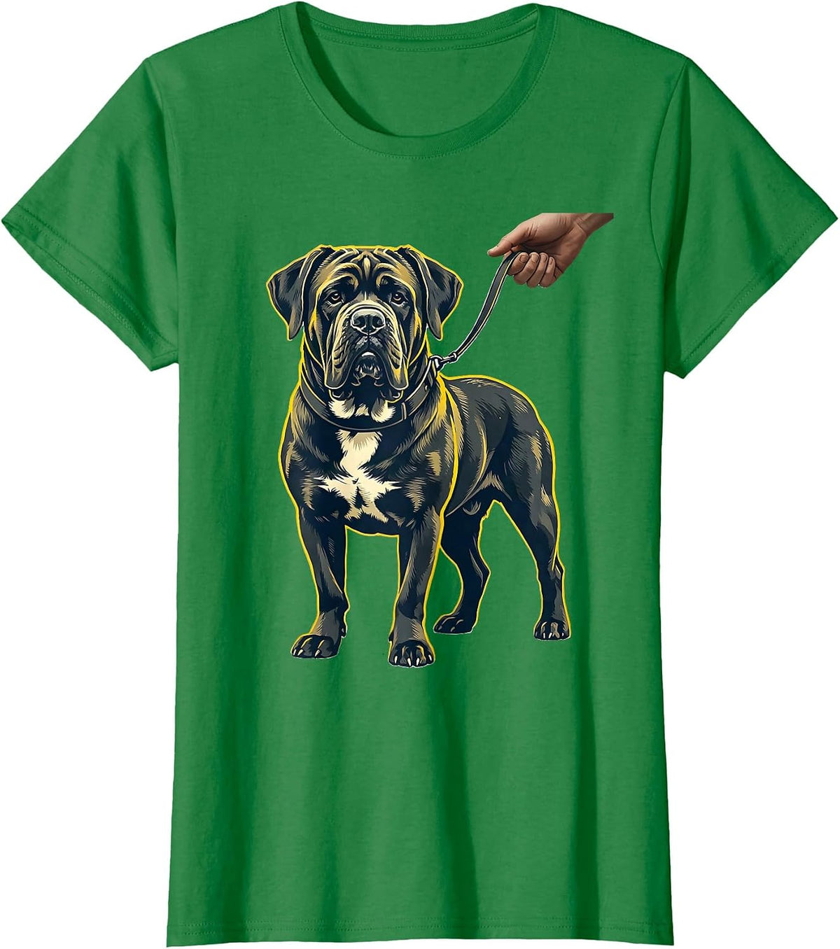 Women's Cane Corso Dog Stencil Graphic Dad Pet Lover T-Shirt - Kelly Green
