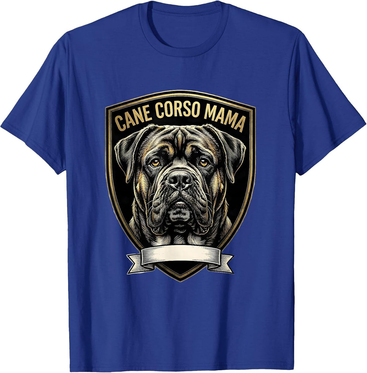Cane Corso Mama Emblem Shield Badge Dog Lover Pride T-Shirt - Royal Blue