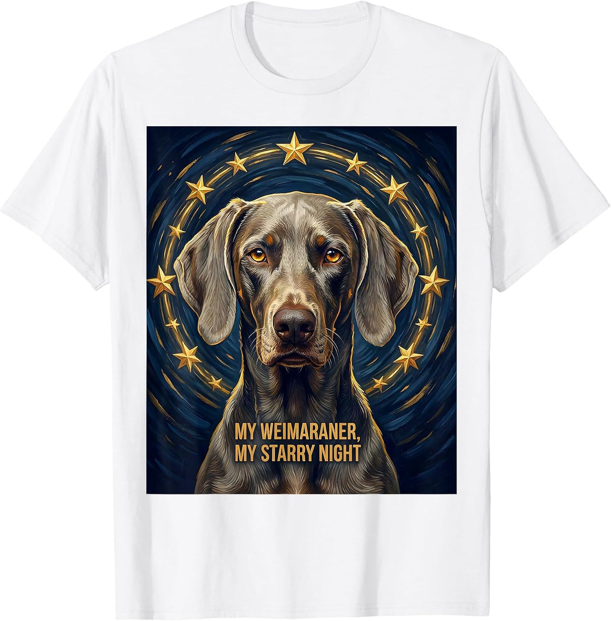 Men's My Weimaraner My Starry Night Artistic Dog Portrait Breed T-Shirt - White