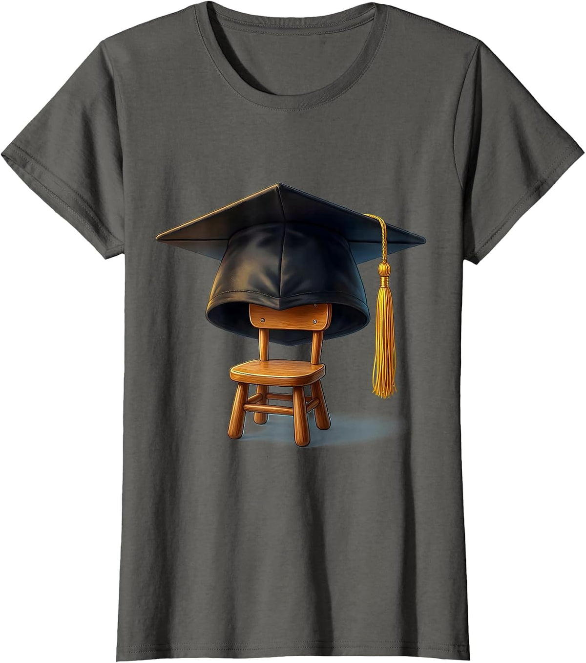 Women's First Grade Teacher Graduation Cap Little Chair T-Shirt - Asphalt Grey