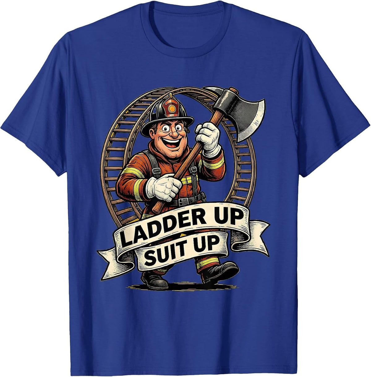 Men's Ladder Up Suit Up Firefighter Graphic Design T-Shirt - Royal Blue