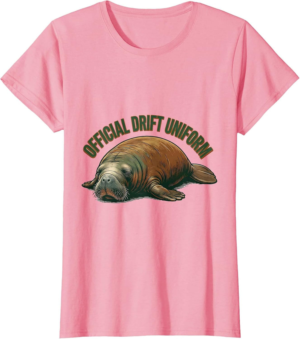 Women's Official Drift Uniform Vintage Manatee Sea Cow Wildlife T-Shirt - Pink