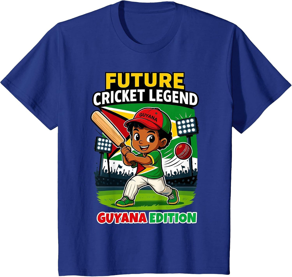 Future Cricket Legend Guyana Edition Boy for Boys Kids T-Shirt - Royal Blue
