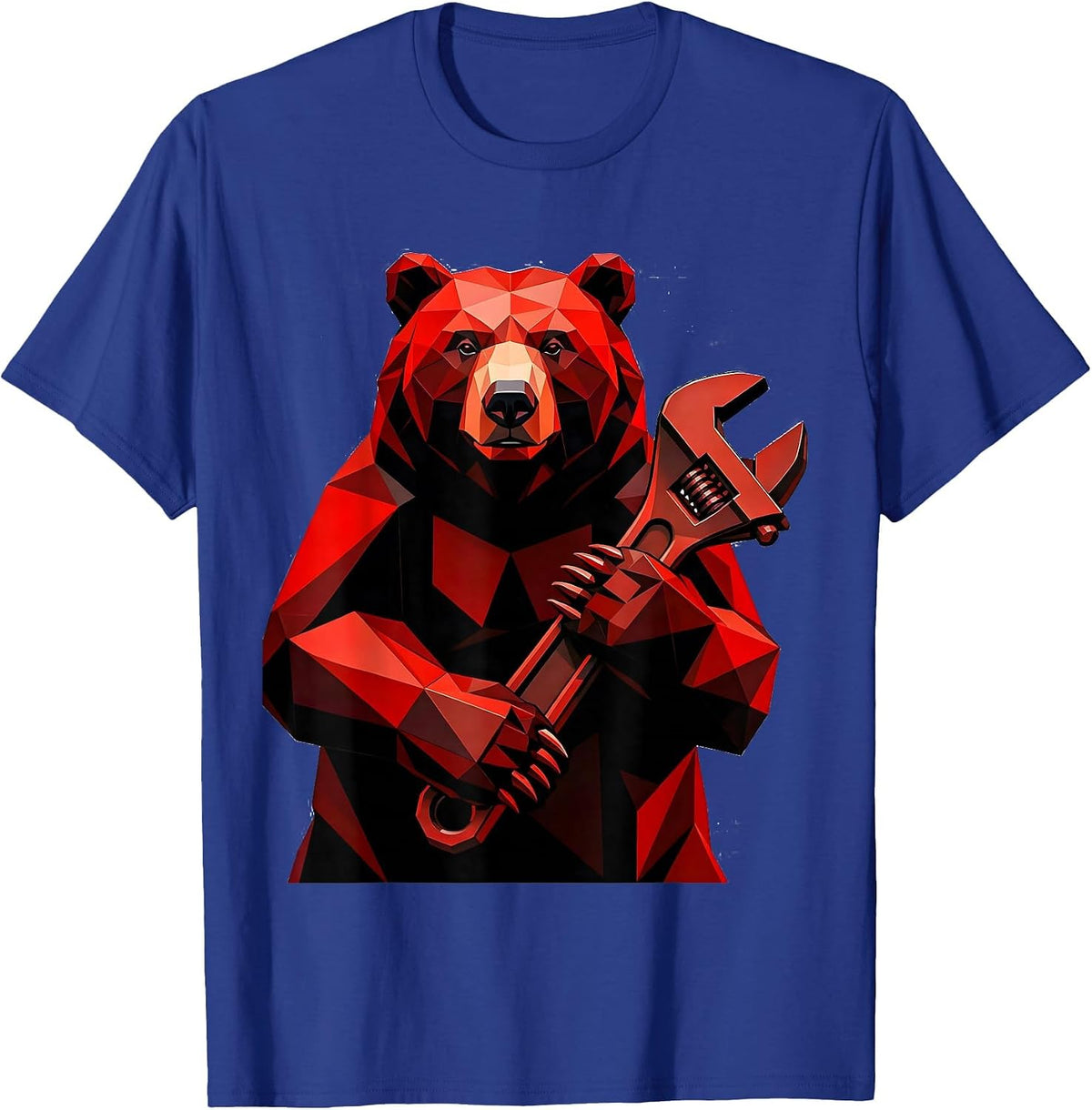 Men's Bear With Giant Socket Wrench Graphic T-Shirt - Royal Blue