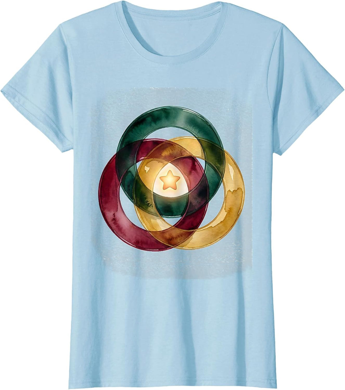 Trial-Lens Wreath Watercolor Optometrist Christmas Humor T-Shirt - Baby Blue