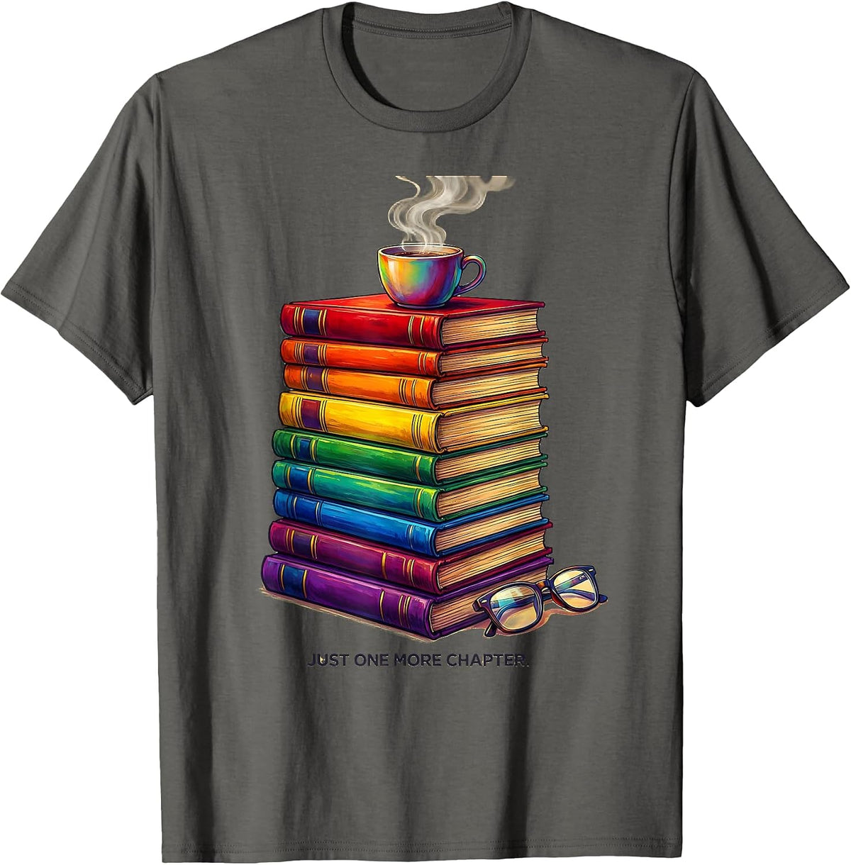 Men's Just One More Chapter Bookish Reader Design T-Shirt - Asphalt Grey