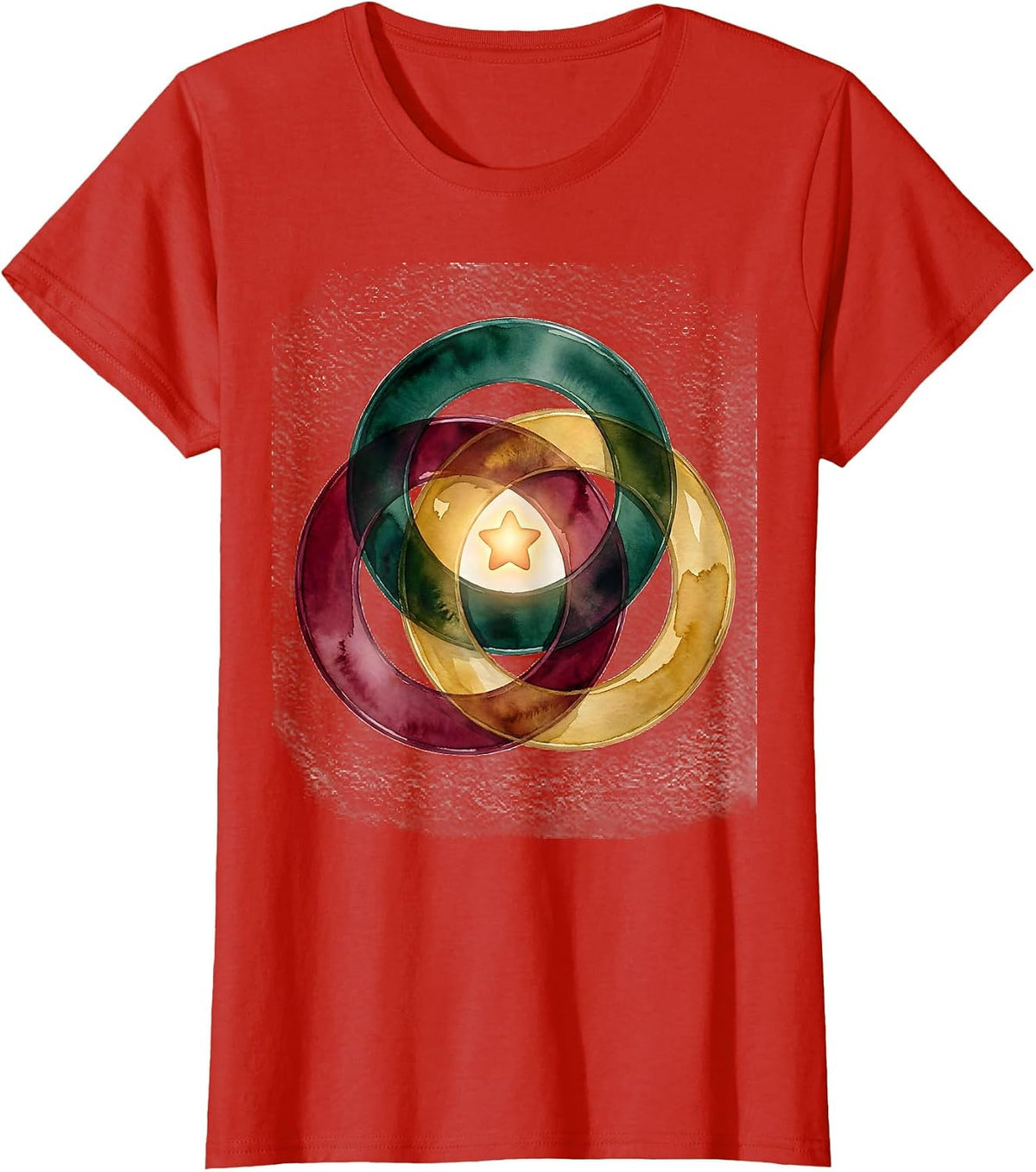 Trial-Lens Wreath Watercolor Optometrist Christmas Humor T-Shirt - Red