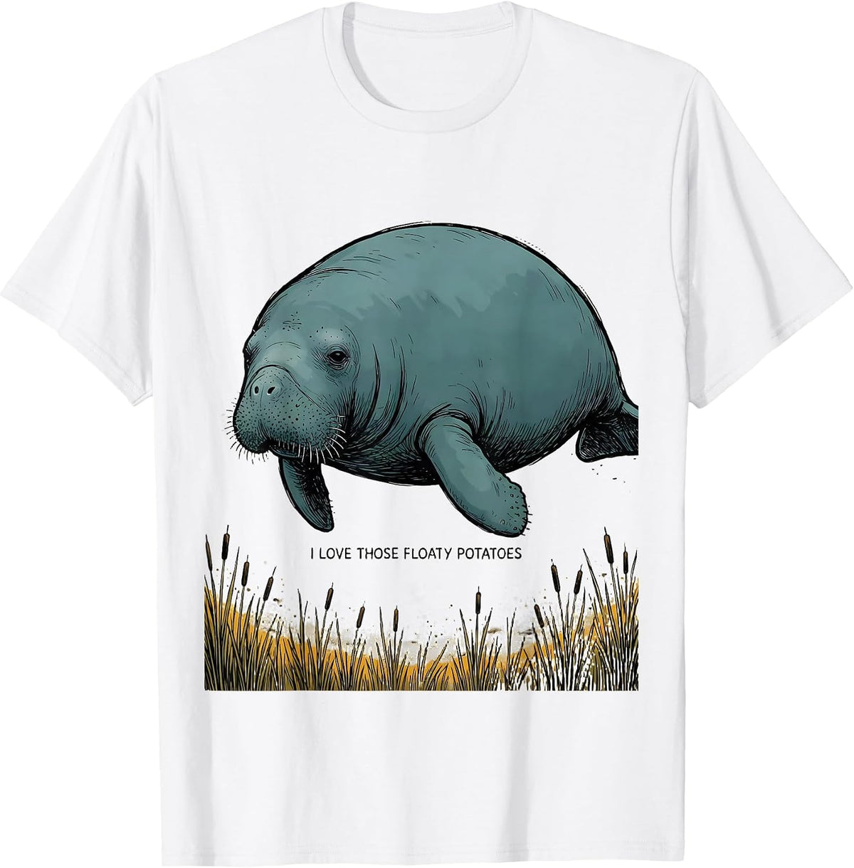 Men's I Love Those Floaty Potatoes Funny Manatee Lover Gift T-Shirt - White