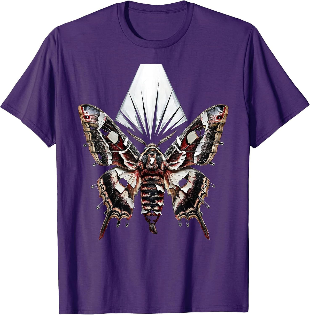 Men's Rock and Roll Moth Stage Spotlight Graphic T-Shirt - Purple